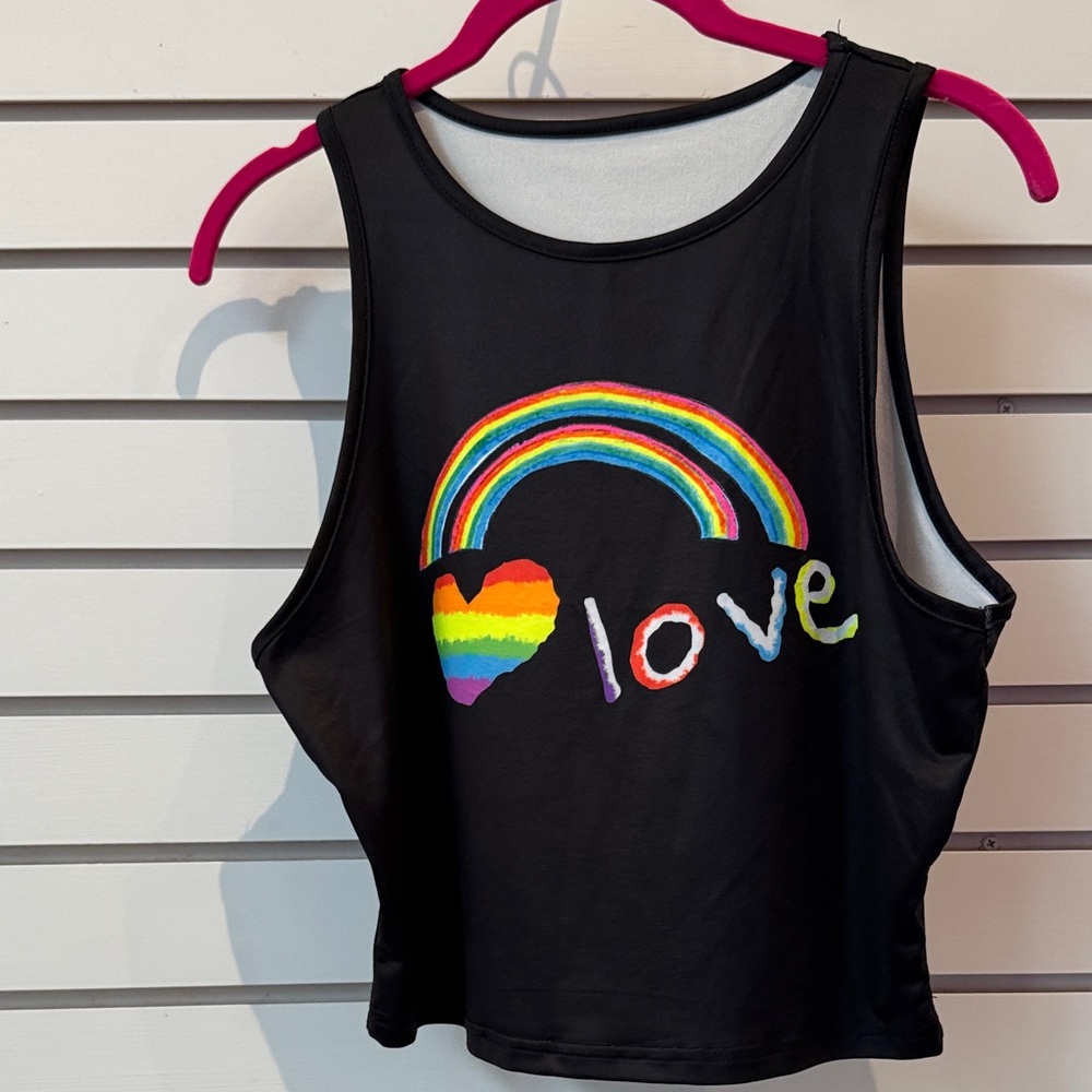Black Rainbow Love Crop Top